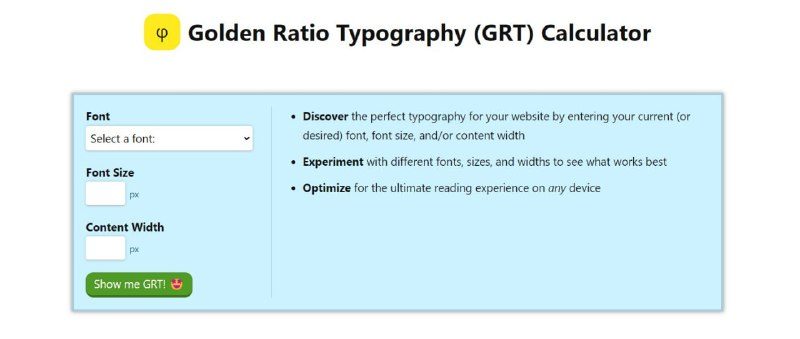 GRT Calculator — подбираем размер шрифта на основе золотого сеченияДа, подход не...