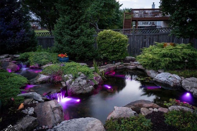 Декоративное освещение водоёмаКакая красота получается! А у вас есть водоем на …