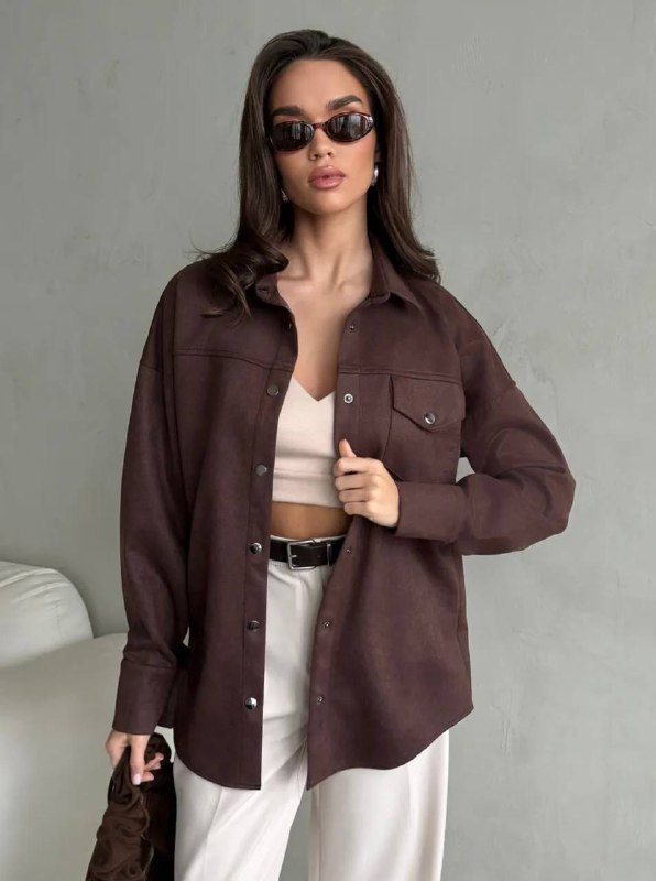 Весна уже рядомЗамшевая рубашка в коричневых оттенках - мягкая и приятная к телу...