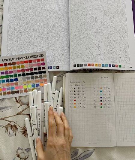 Раскрашивание по номерамЧто нужно:раскраска по номераммаркеры разного оттенка К…