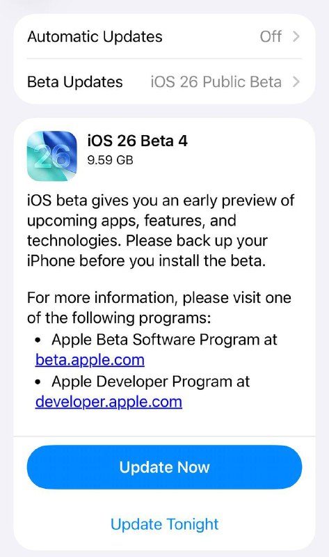 Вышла iOS 26 Public Beta 4  И вместе с ней публичные обновления доступны для ос...